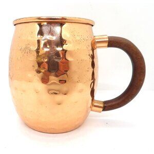 Beer Mug S.S. Double Wall Hammered Copper Finish w/Wood Handle